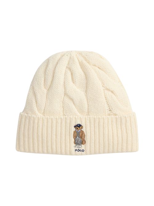 cappello donna a trecce crema con orso Ralph Lauren | 455981433001